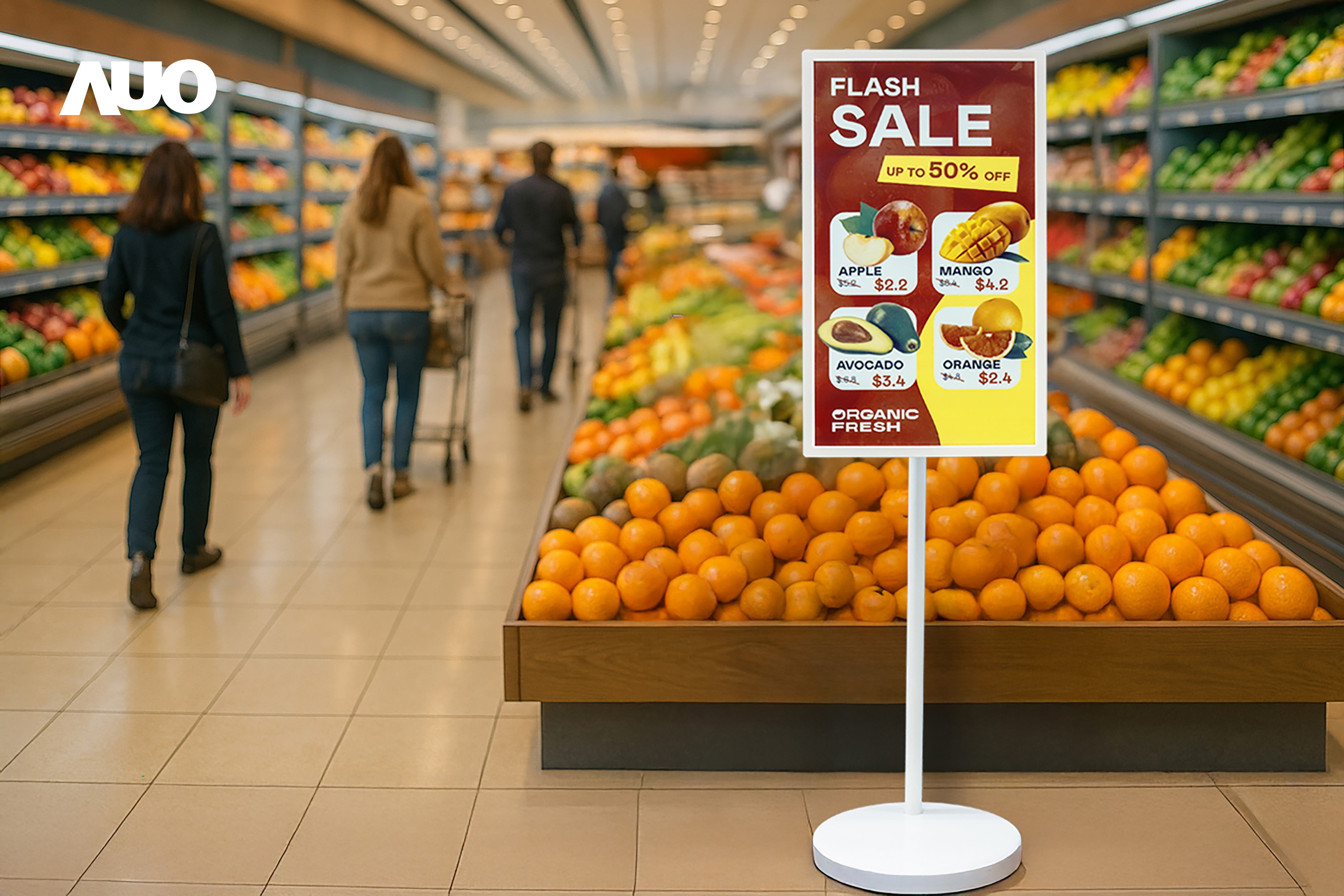 达擎首亮相低功耗、全彩的〝aecoPost电子纸解决方案〞，仅在更新画面时需要微量的电力驱动，无需布建电线的便捷设计，使其可灵活应用、随意置放，并可透过云端或行动装置app，轻松管理及排程广告内容，晋升店头营销利器。